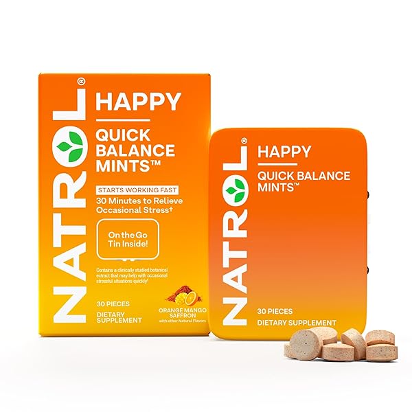 NATROL QUICK BALANCE HAPPY MINTS, OCCASIONAL STRESS RELIEF SUPPLEMENT, 30 MINTS, 15 DAY SUPPLY