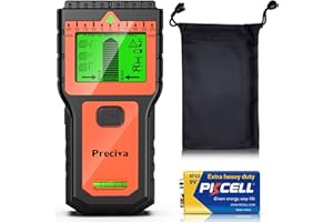 Stud Finder, Preciva Wall Scanner-8 in 1 Multifunctional Wall Detector with 6 Modes & 2 Functions for Studs, Wood, Metal, and AC Wires Detection (9V Battery Included)