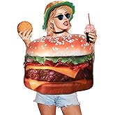 Ramede 2 Pcs Adult French Fries Hamburger Costume Hat Set Fast Food Costume for Women Men Halloween Party Supplies
