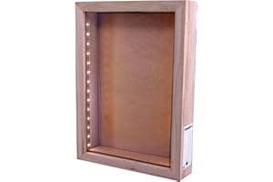 hvfun 8"X11" Rustic Natural Wood Shadow Box with Lights,LED-lit Display case for Wine Corks, Tickets, and Creative Exhibits,Artistic Presentations