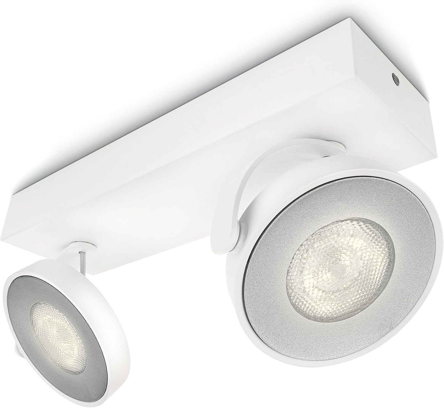 Philips Clockwork LED Wall and Ceiling Spot Light Fixture [White - Adjustable Head] 2 x4.5W, For Home Indoor Lighting, Livingroom and Bedroom