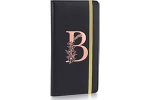 MHJY Checkbook Covers for Personal Checkbook, RFID Blocking Checkbook Holder Alphabet Checkbook Cover for Duplicate Checks, Black B