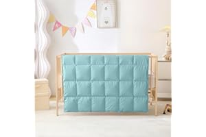 CLOUCL Baby Crib Comforter/Duvet/Blanket All Season 100% Natural White Goose Down Filled,Noiseless 500 Thread Count 100% Cotton Fabric 750+Fill Power (Turquoise, 41x48in)