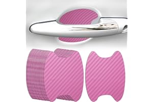 WSSROGY 20 Pcs Carbon Fiber Anti-Scratches Car Door Handle Cup Protector Sticker Protective Film Universal for Most Vehicles Handles (Pink)