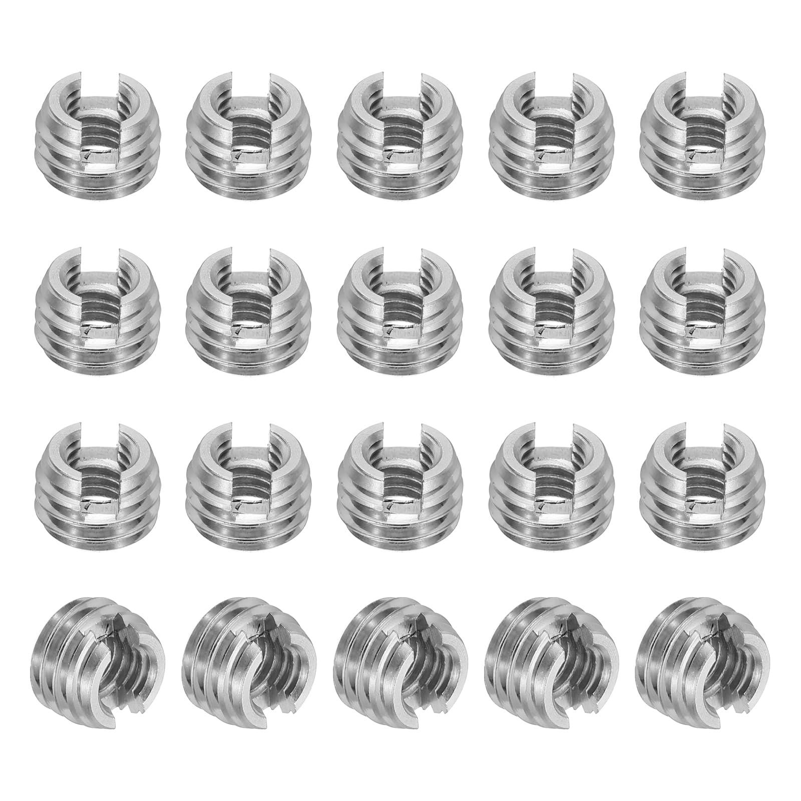 PATIKIL Self-Tapping Threaded Inserts, 20 Pcs M6 x M10 x 7mm 303 Stainless Steel Thread Adapter Reducer Slotted Screw Repair Inserts Nuts Sleeve