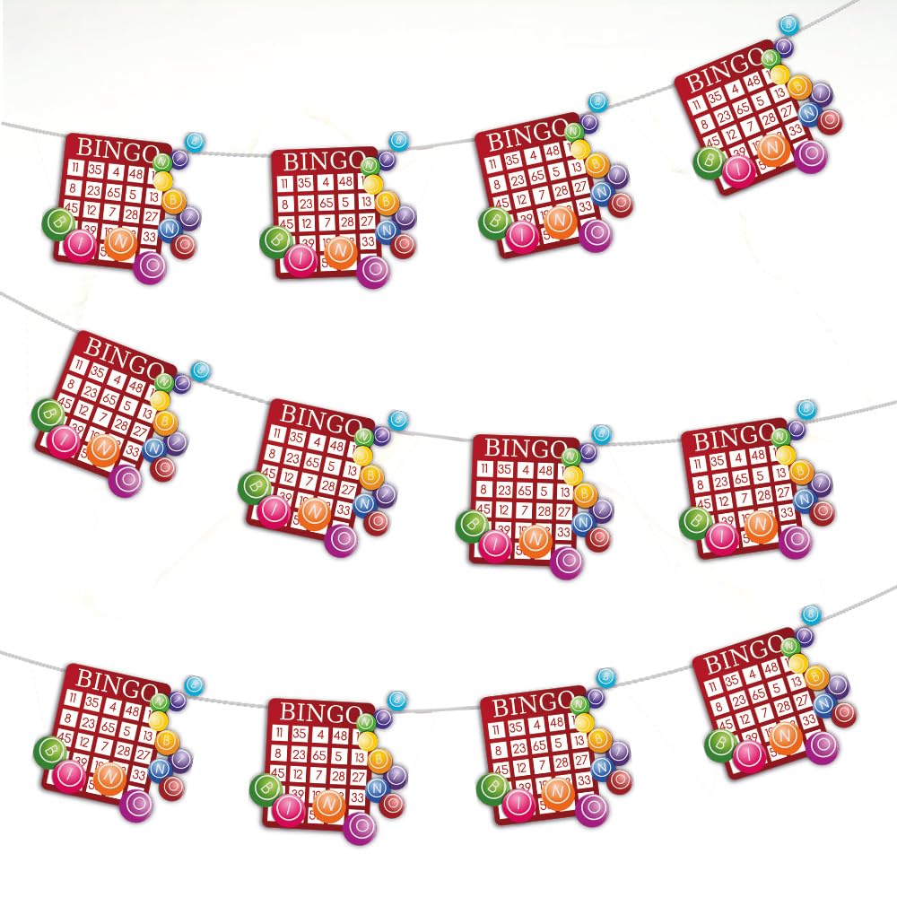 AK Giftshop Bingo Bunting Party Decorations - 12pcs / 2.5m Ribbon