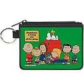 Buckle-Down Peanuts Wallet, Coin Purse, Peanuts Gang 75th Hapiness Is Being One of the Gang Pose Green, Canvas