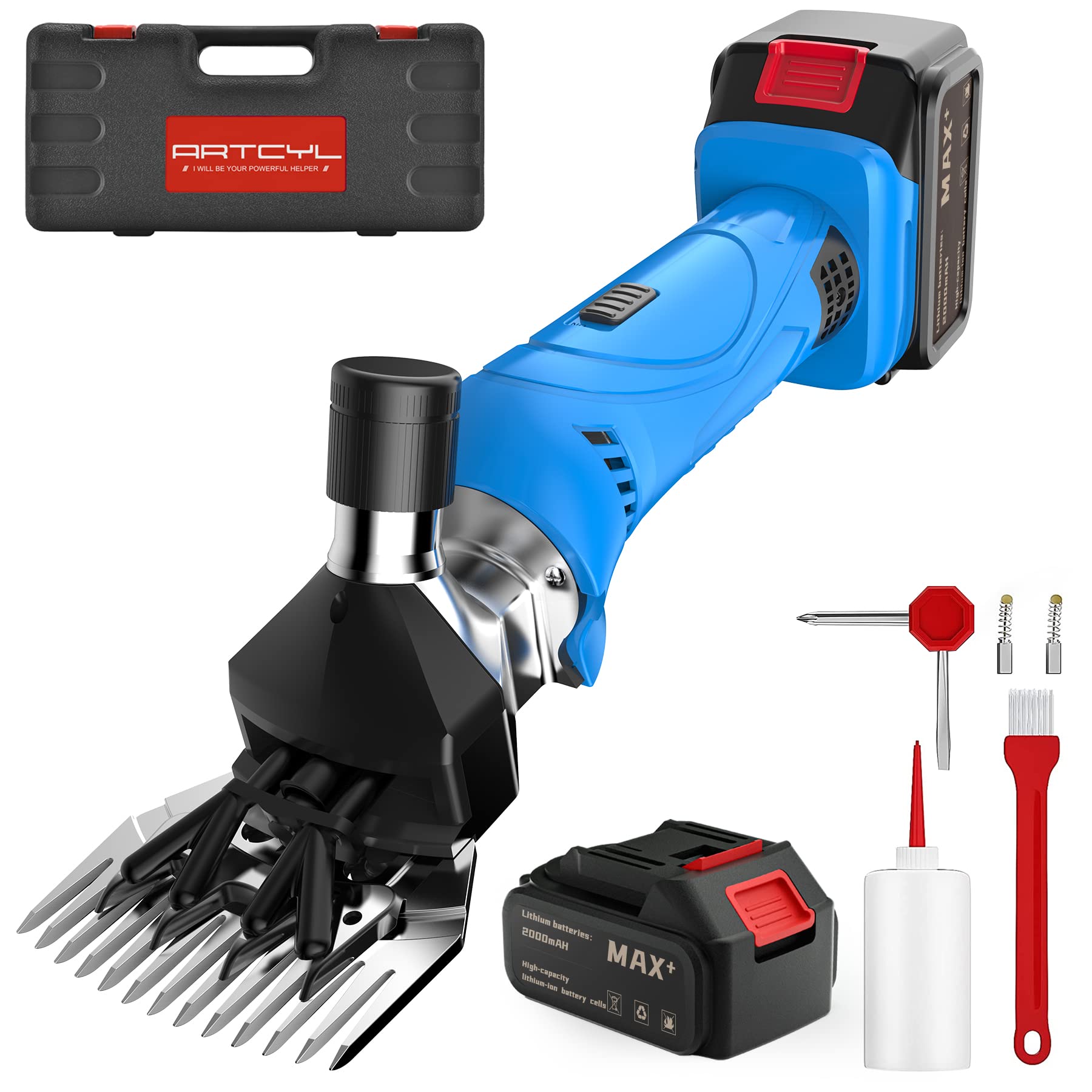 Photo 1 of ARTCYL 500W Cordless Sheep Shears, 21V Rechargeable Electric Professional Sheep Shears, Heavy Duty Sheep Clipper for Sheep, Goats, Cattle, Farm Livestock Pet, with 2 Lithium Batteries