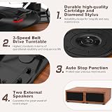 Udreamer Record Player with Dual 10W Speakers Bluetooth 5.3 3 speeds Brown view 5