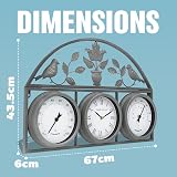 BARGAINS-GALORE 67cm 3-in-1 Weather Station Garden Clock Humidity Hygrometer view 5