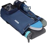 WANDF Swim Bag Mesh Drawstring Backpack with Wet Pocket Dark Blue view 4