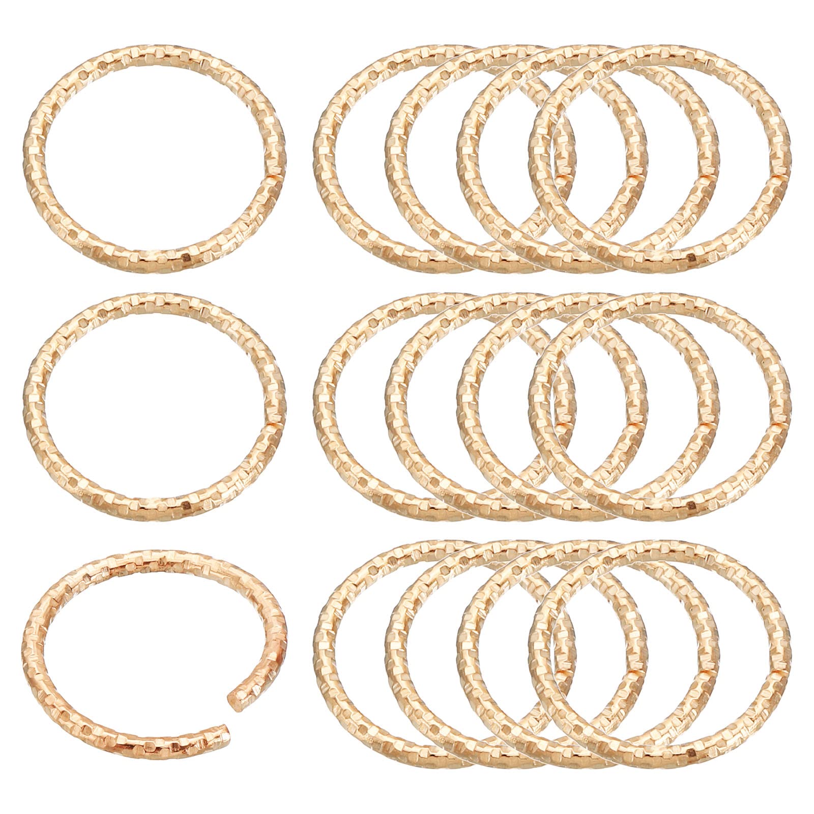 PATIKIL 1.8 x 20mm Wine Glass Charm Ring, 100 Pack Metal Earring Beading Hoop Twisted Open Jump Rings, Light Golden