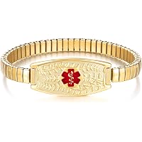 Divoti Medical Alert Bracelets For Women, Custom Engraved Filigree Medical ID Bracelet, W/Figaro Link - Black/6.0
