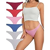 SweetSnow Women's Seamless Thongs - Ultra Soft V-String Panty Set in Assorted Colors
