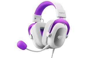 Fone de Ouvido Gamer Havit H2002d, Roxo e Branco | Com Microfone, Falante 53mm, Plug 3,5mm, Compatível com Xbox One e PS4