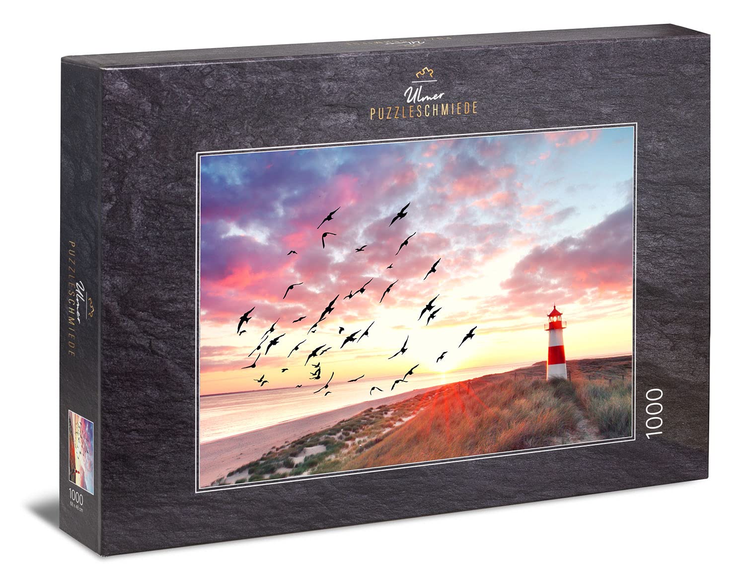 Ulmer Puzzleschmiede - Puzzle "North Sea Longing" - Atmospheric 1000 Pieces Landscape Puzzle - Wonderful North Sea Coast with Lighthouse on the Beach by Sylt