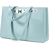 LOVEVOOK Laptop Bag for Women 15.6 Inch Tote Bags Waterproof Leather Briefcase Computer Women Business Office Work Bag,Cyan-Blue