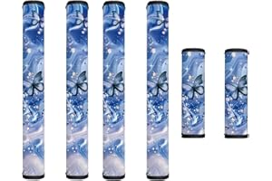 Garucesta Refrigerator Door Handle Covers Set of 6 Protective Electrical Kitchen Appliances Gloves Anti-Static Fridge Microwave Dishwasher Door Cloth Protector, Marble Butterfly Blue