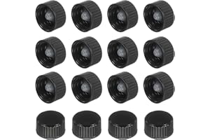 uxcell 16 Pcs Phenolic Resin Cover, 18mm Poly Seal Screw Caps Plastic Replacement Bottle Caps Thread Plastic Lids for Chemica