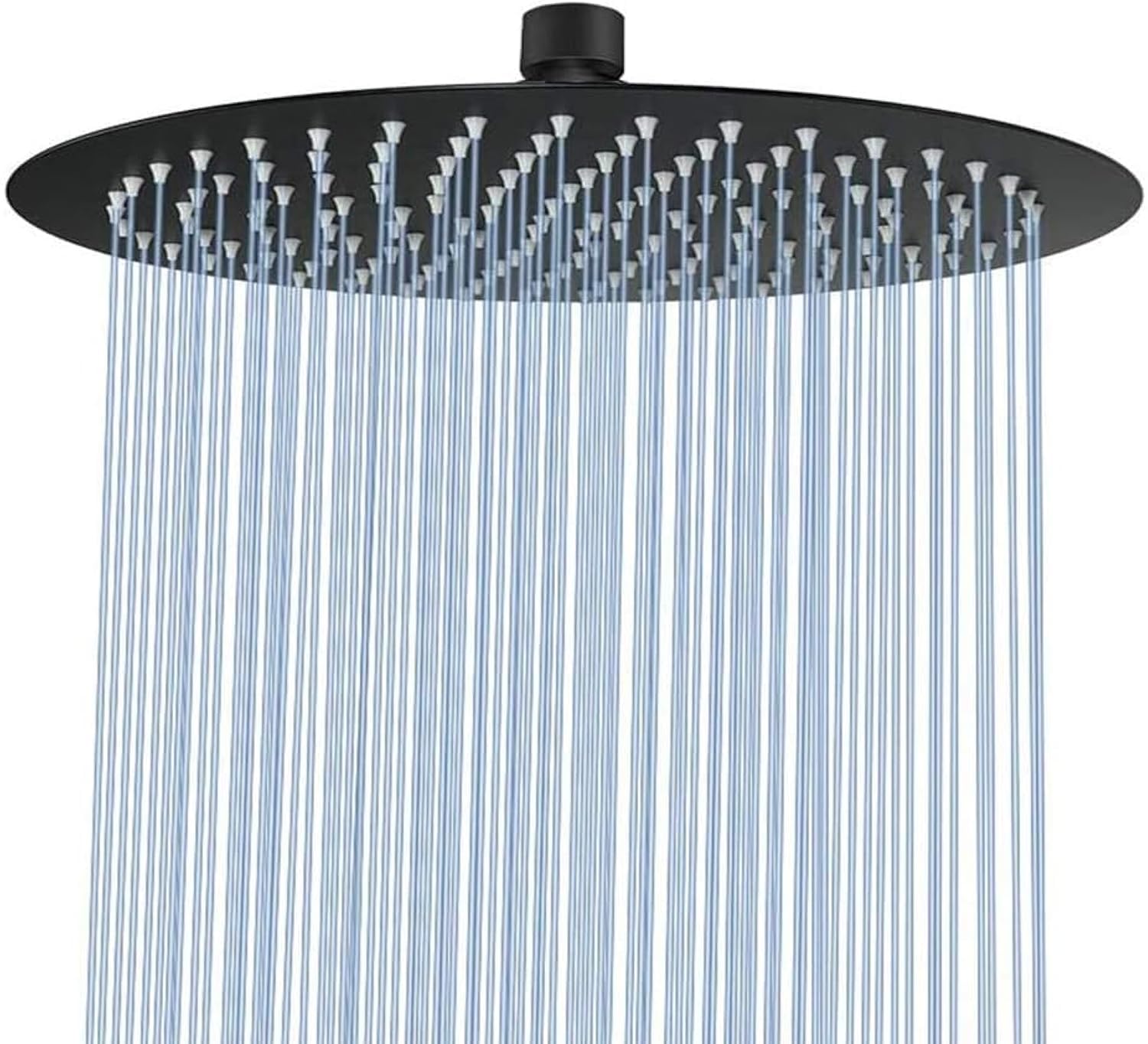 Rain Shower Head, VIGIME 12 Inch Round High Pressure Showerhead, Ultra-Thin Stainless Steel 304 High Flow Rainfall Shower Head with Silicone Nozzle - Matte Black