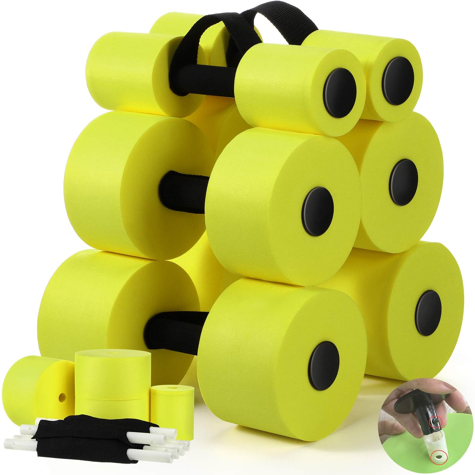 Photo 1 of Soulchen Pool Exercise Equipment Water Dumbbells Pool Resistance Aerobic Weights EVA Foam Dumbbell with Handle Strip for Aqua Therapy Water Aerobics Weight Loss Fitness(Pale Green,Mixed)