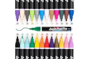 IJIANG 24 Colors Acrylic Paint Markers Set, Premium Acrylic Paint Pens For Rock Painting, Glass, Plastic, Ceramic,Fabric,Wood,Stone,Cardstock,DIY Easter Day,Halloween,Christmas Day,Crafts Making Art Supplies