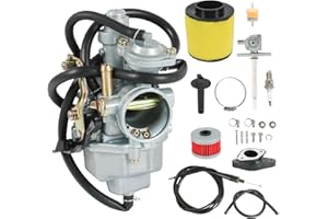 RUIANOMG Carburetor Replacement For Honda TRX250 Recon 1997-2001 TRX250TE TRX250TM 2002-2007, Include Oil Filter, Air Filter, Fuel Valve Petcock, Throttle Cable