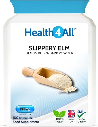 Health4All Slippery Elm 300mg 180 Capsules Vegan Digestive Health