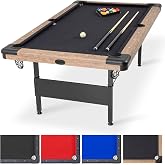 GoSports 6, 7, or 8 ft Portable Billiards Tables - No Assembly, Includes Set of Balls, 2 Cue Sticks, Chalk, Felt Brush
