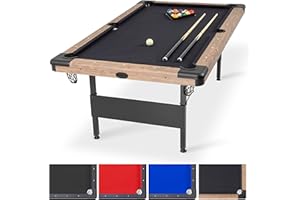 GoSports 6, 7, or 8 ft Billiards Tables - No Assembly, Choose Your Color - Portable Pool Table Includes Full Set of Balls, 2 Cue Sticks, Chalk and Felt Brush