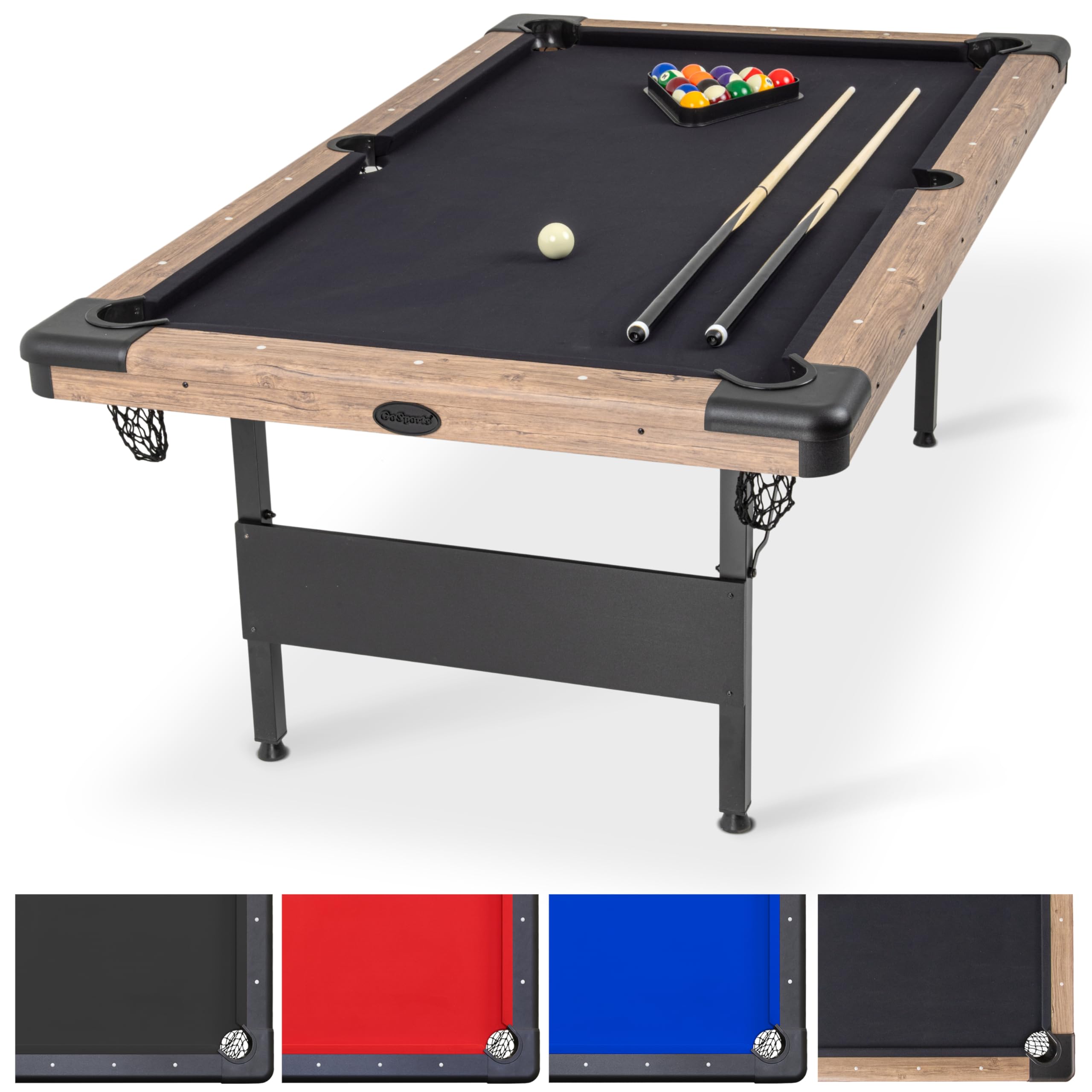 Photo 1 of GoSports 7 ft Portable Pool Table - No Assembly Required Folding Billiard Table in Oak
