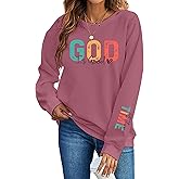 HQP God is Good Sweatshirt Women: Christian Sweatshirts Jesus Religious Pullover Bible Verse Inspirational Tops