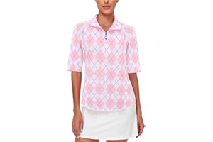 MISYULA STYLE Misyula Womens Golf Shirt Quick Dry Half Sleeve Quarter Zip Polo Workout Tops Tennis Shirts M-3XL