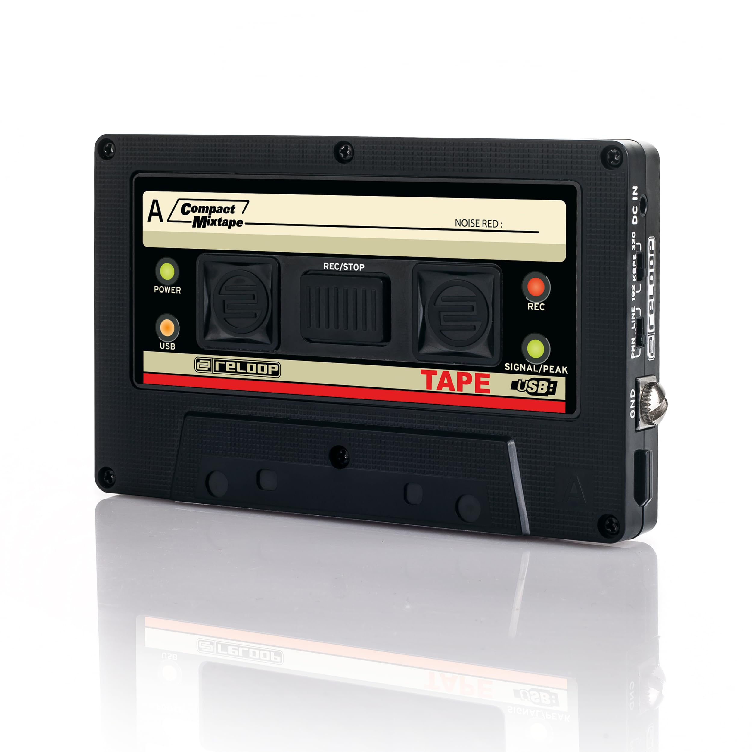 Reloop Tape USB Mixtape Recorder for DJ Sets and Vinyl Records, Retro Cassette Design & Switchable MP3 Quality Recording