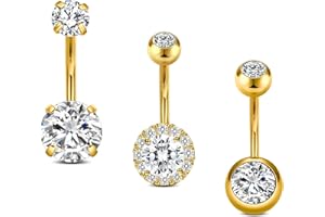 Incaton 14G 6mm 10mm Belly Button Ring Stainless Steel Short Bar Belly Rings Hypoallergenic Diamond Butterfly Dangling Belly Rings for Women