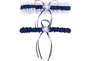 2 Pieces Garters for Bride, Elastic Lace Bridal Garter Bride Wedding Supplies with Faux Pearls and Bow
