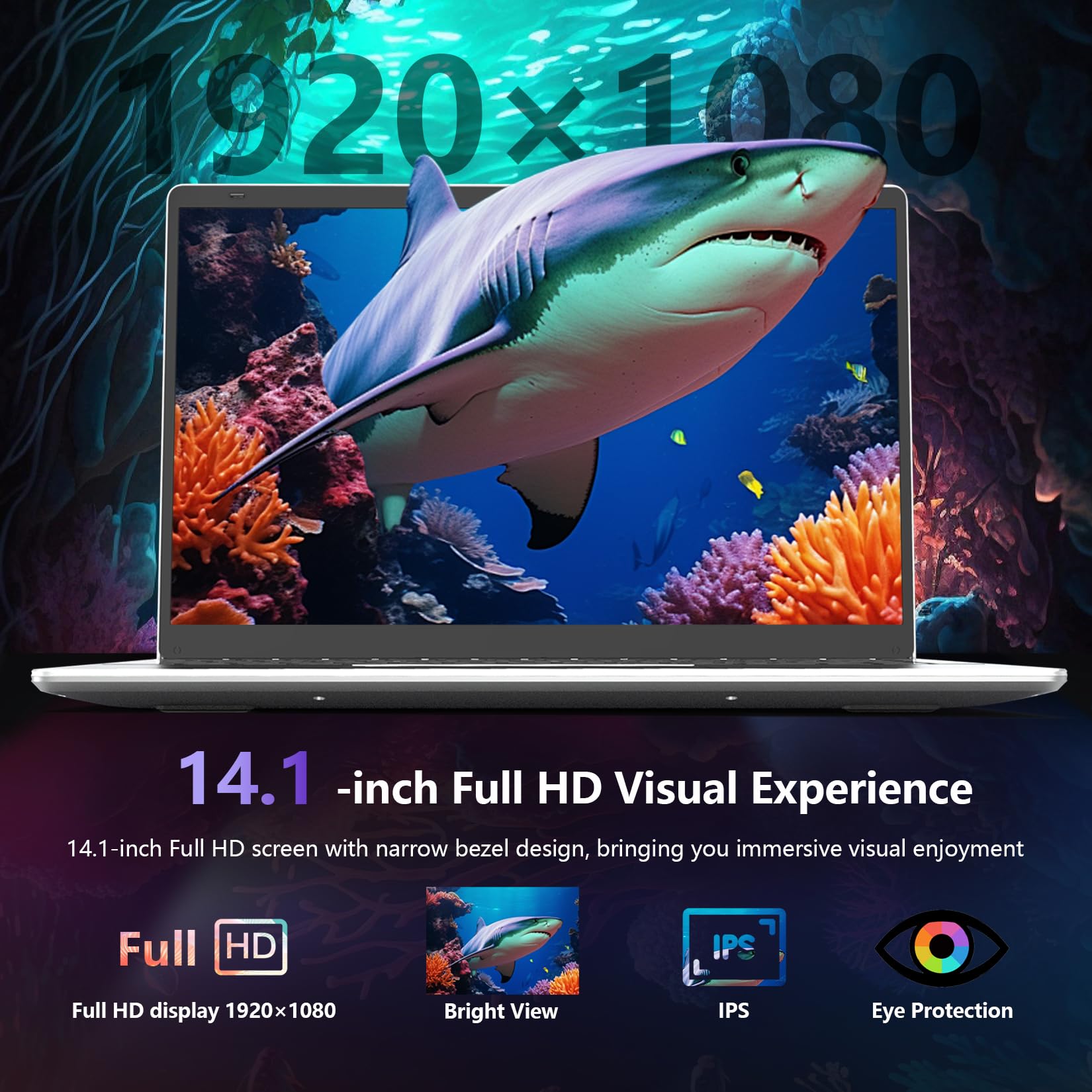 FOLINHAM 14.1 Inch Laptop,Windows 11 Pro Computer,8GB RAM 512GB SSD,Intel Celeron N4020C Processor(Beat to N4020),2K FHD Display,USB 3.0, Type-C,Mini-HDMI, Dual WiFi,Supports 1TB M.2 SSD Expansion