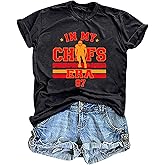 Ladicme Football Shirts for Women Game Day Shirt Football Heart Graphic Tees Casual Season Short Sleeve Tops