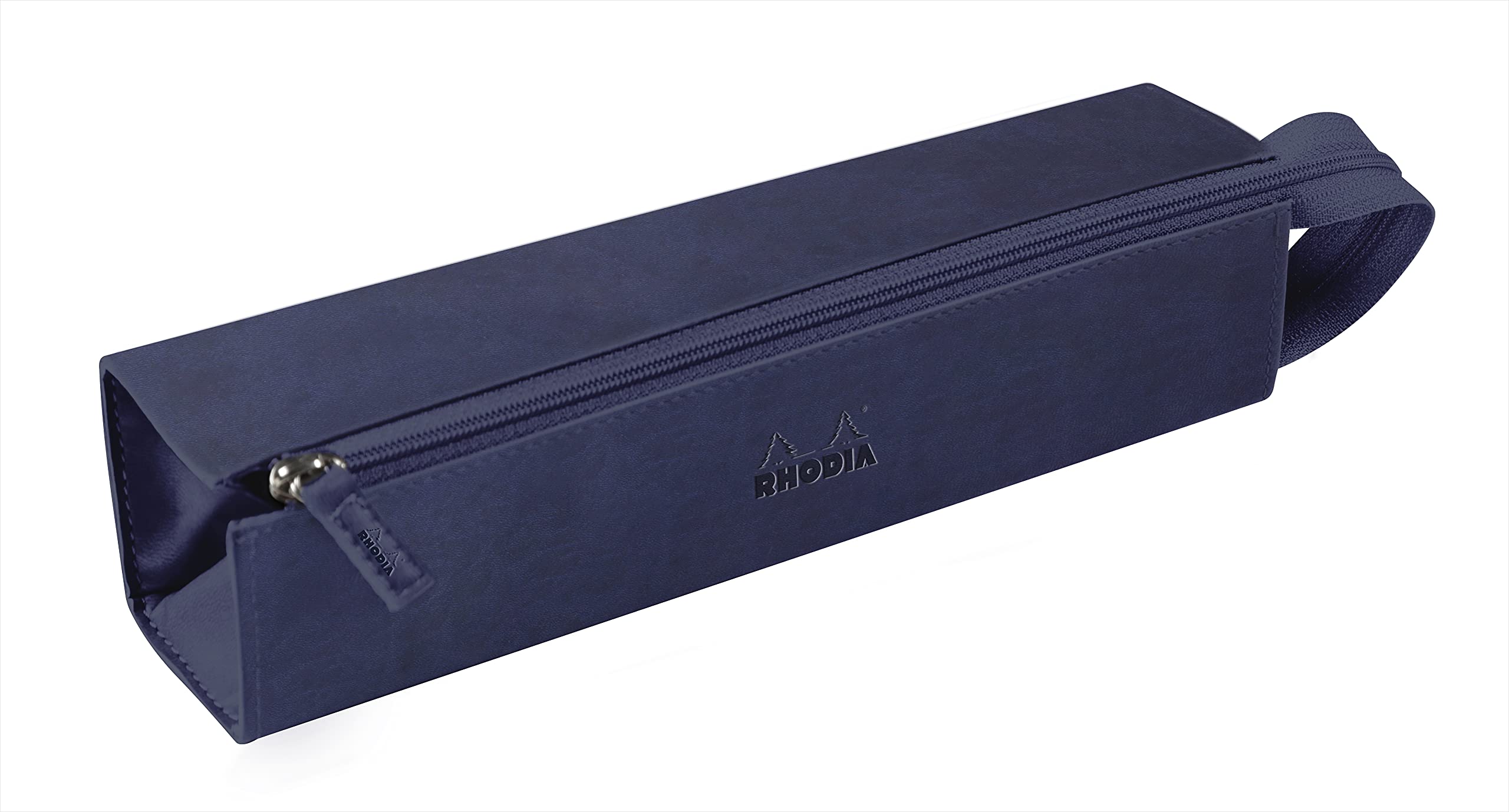 RHODIA 319035C - Pencil case Rhodiarama Midnight Blue - 23x5x5 cm - Flat opening for use as a pencil box - Faux leather - Storage for pens, pencils, markers, small supplies