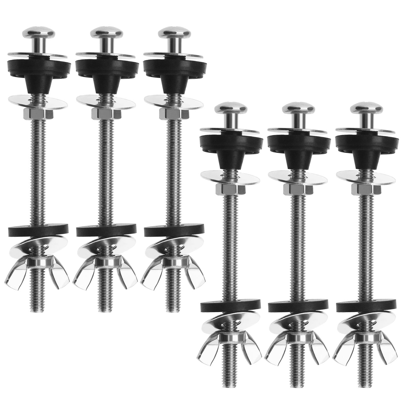 EMSea 6PCS Toilet Tank Bolts Repair Kit - Stainless Steel & Rubber - M6x100mm - Toilet Repair