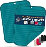 Linda's Essentials Silicone Trivets 2 Pack 30x23cm Teal Heat Resistant