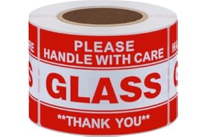 HYBSK 2x3 inch Handle with Care Thank You Glass Stickers Adhesive Label 300 Per Roll (2x3 inch)