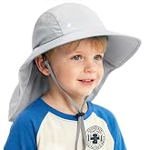 Camptrace Toddler Kids Sun Hat UPF 50+ with Neck Flap Ponytail Hole | 100% Quick-Dry Nylon, Wide Shield Blocks 99% UV, Cooling Mesh Vents, Adjustable Chin Strap, Packable for Swim Trips
