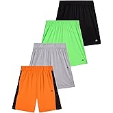 RBX Boys Athletic Shorts - 4 Pack Performance Fleece Mesh Boys Shorts for Running, Gym, Basketball and Sports (Sizes: 8-16)