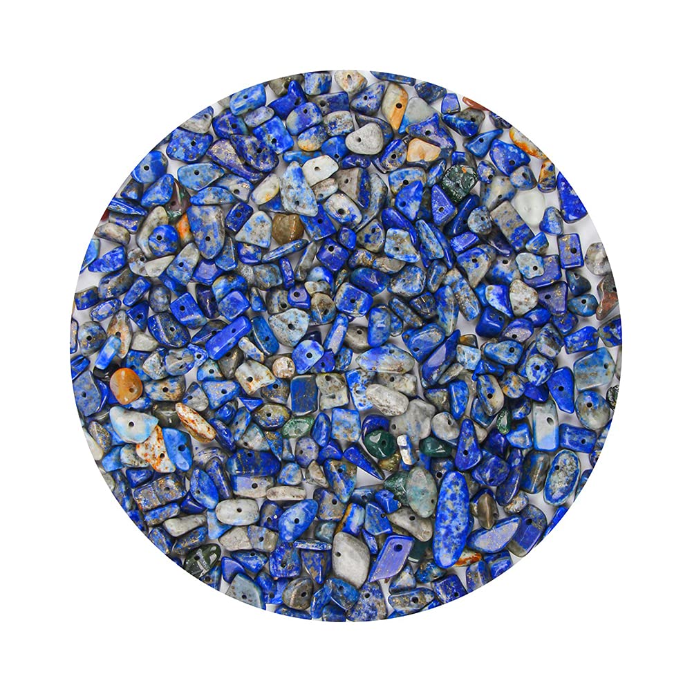 Colle 5-8mm Gemstone Beads Irregular Chips Stone Beads Kit for Jewelry Making Solid Colour Crystals and Gemstones Healing DIY Bead Set for Necklace Bracelet Earring(Lapis Lazuli)