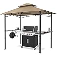 MASTERCANOPY 8 x 5 Grill Gazebo Outdoor BBQ Gazebo Canopy with 2 LED Lights (Khaki)