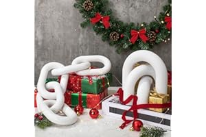 Yerliker 2 Pack Wood Chain Link and Arch Decor White Wooden Shelf Decor for Shelves, Coffee Table Sculpture, Bookshelf Accessories, Entryway Table Decorations