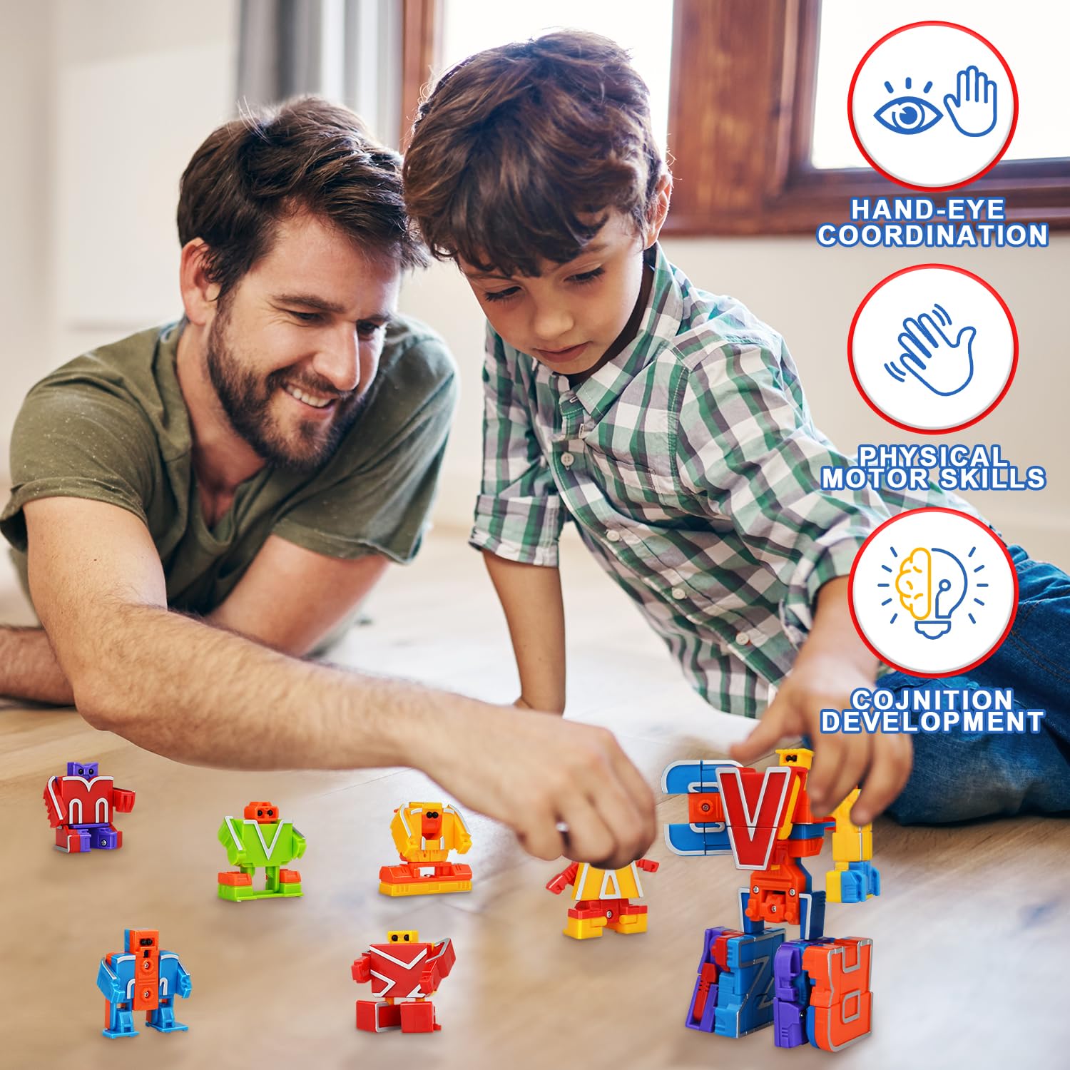Birthday Toy Gifts for 3 4 5 6 8 Years Old Toddler Boys Girls,26 Alphabet Robots ABC Letters Educational Learning Toys for Kids,Alphabots Deformation STEM Fine Motor Skill Gifts for Preschool Age 3+