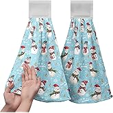 Kwlegh Christmas Winter Snowman Hanging Hand Towels Set of 2 Blue Snowflakes Xmas Holiday Kitchen Towels with Hanging Loop Tea Bar Dish Cloth Towels Soft Absorbent Fingertip Fast Dry Bath Towels