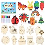 Worgree DIY Wooden Magnets, 36 pcs Wooden Art Craft